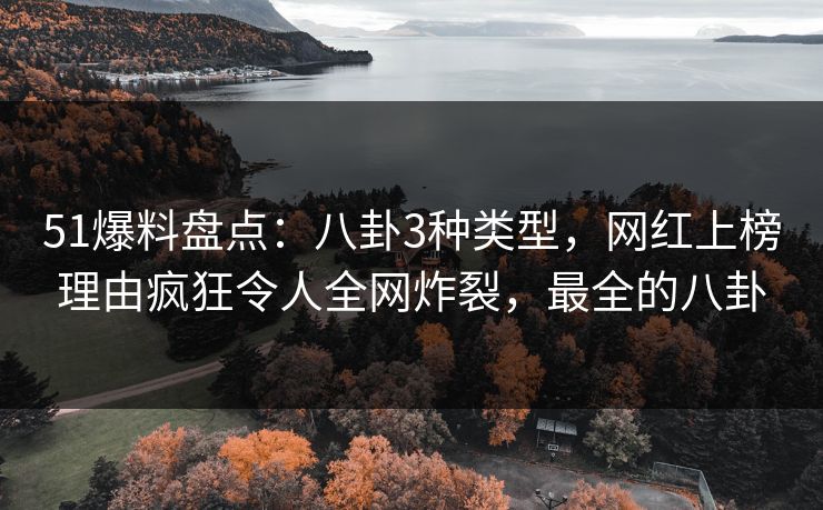 51爆料盘点：八卦3种类型，网红上榜理由疯狂令人全网炸裂，最全的八卦