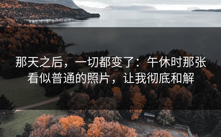 那天之后，一切都变了：午休时那张看似普通的照片，让我彻底和解
